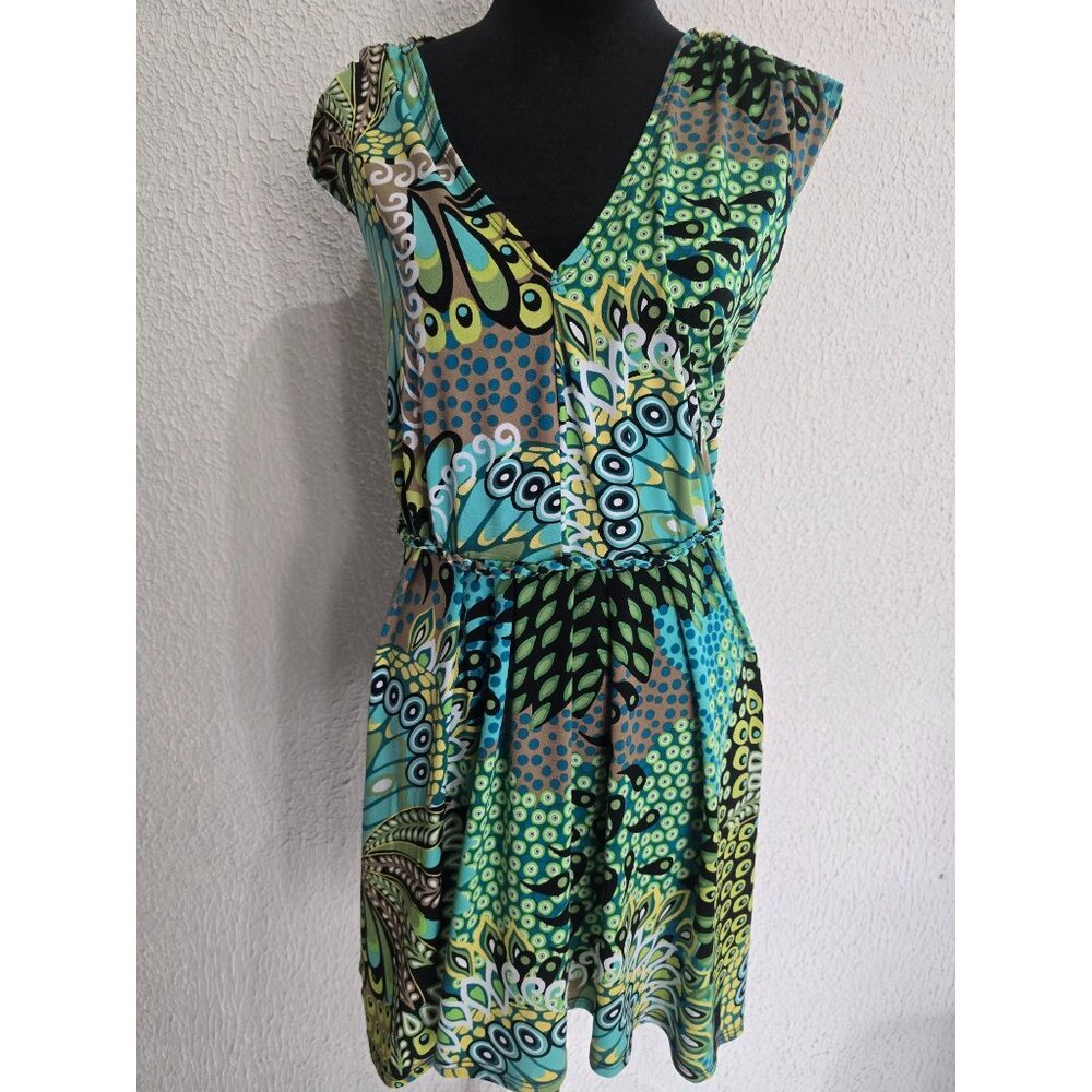 Cocomo Womans Sleeveless V-Neck Multicolor Patterned Dress size 3X